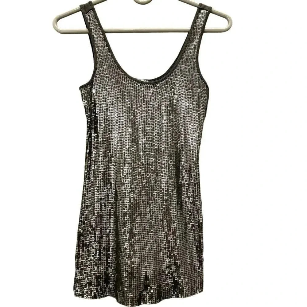 Express sexy basic sequined tank size small in gr… - image 3